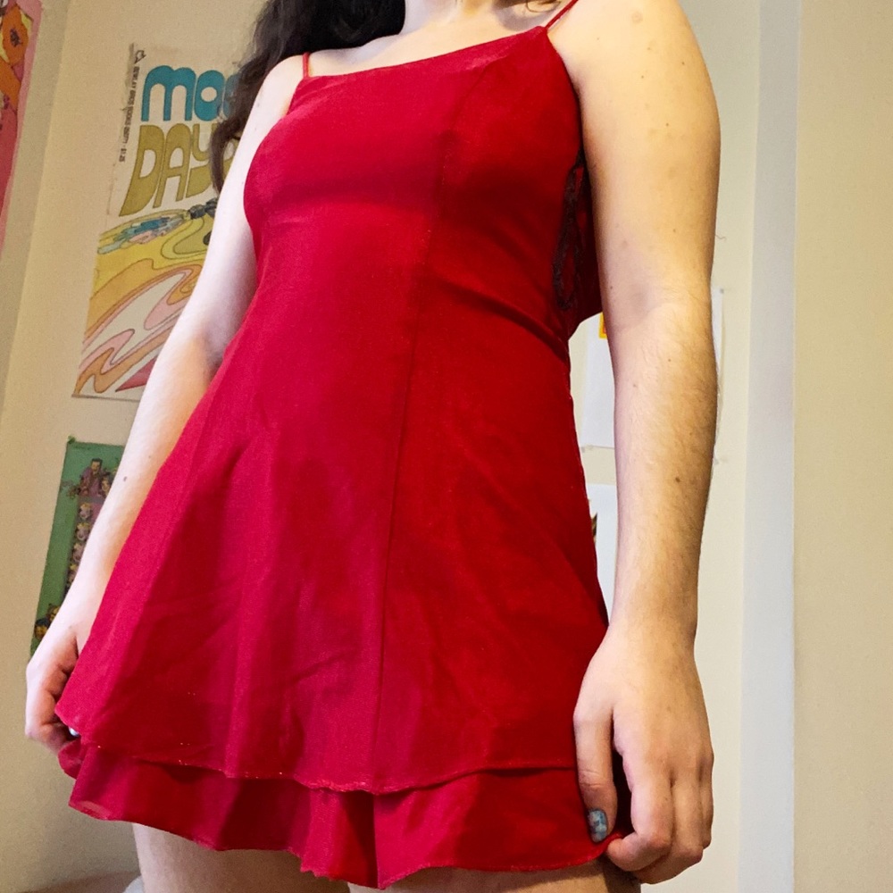 Vintage Red Shiny Mini Dress